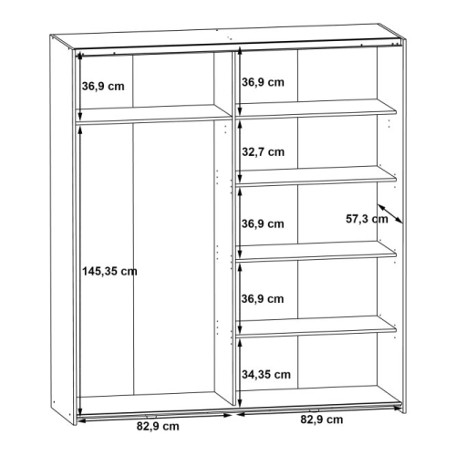 Szafa przesuwna z lustrem 170 cm Dąb Szlachetny
